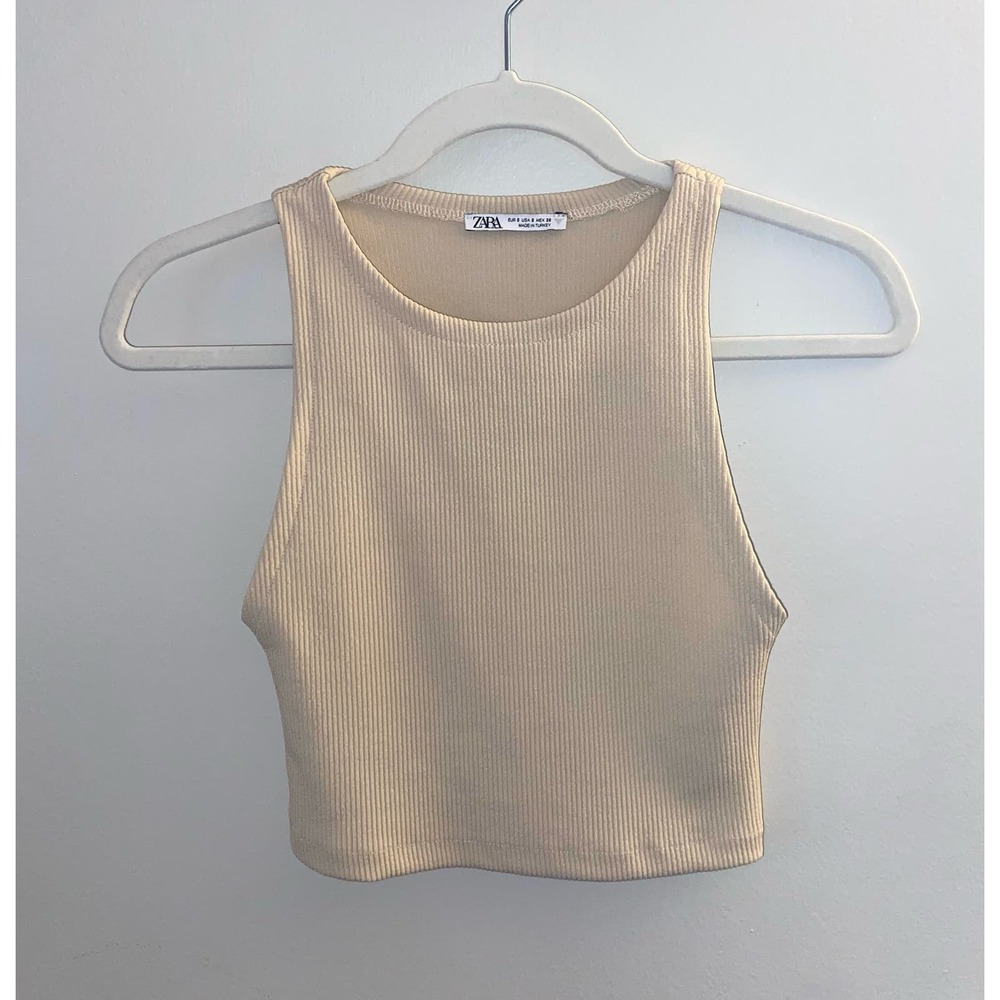 Zara womens nude ribbed cute crop small